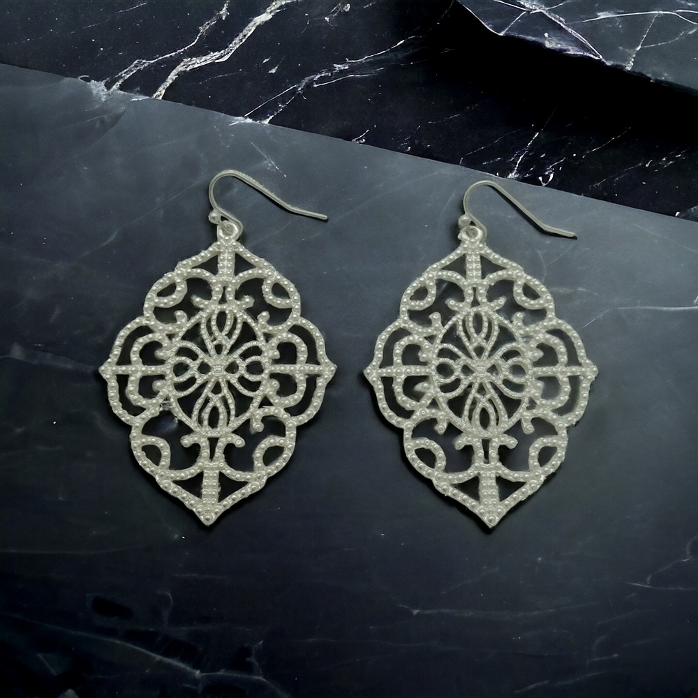 02164  Etched Pendant Earrings